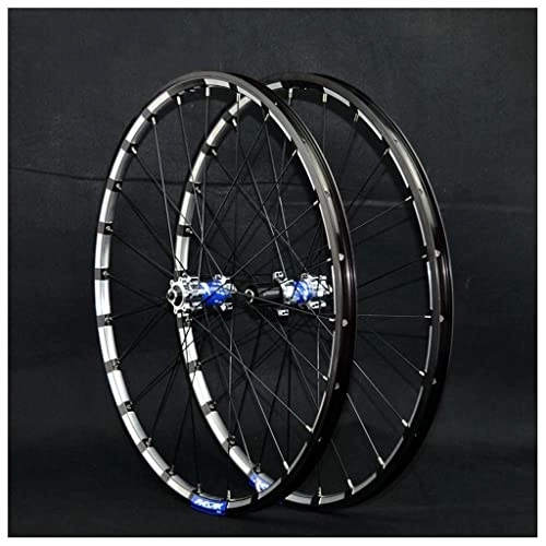 Mountain Bike Wheel : VPPV 26 Inch 27.5”29er MTB Bike Wheelset, Double Wall Aluminum Alloy 24 Holes Quick Release Mountain Rim Wheels for 7 8 9 10 11 Speed Disc Black (Size : 29 INCH)