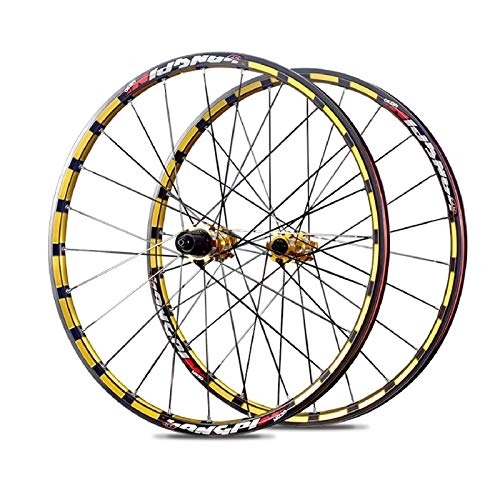 Mountain Bike Wheel : VPPV 27.5 Inch Bicycle MTB Wheels, Double Wall Aluminum Alloy 26 ”Rear Wheel Disc Brake 24 Hole Hybrid / Mountain Rim 11 Speed (Color : Gold, Size : 27.5 inch)