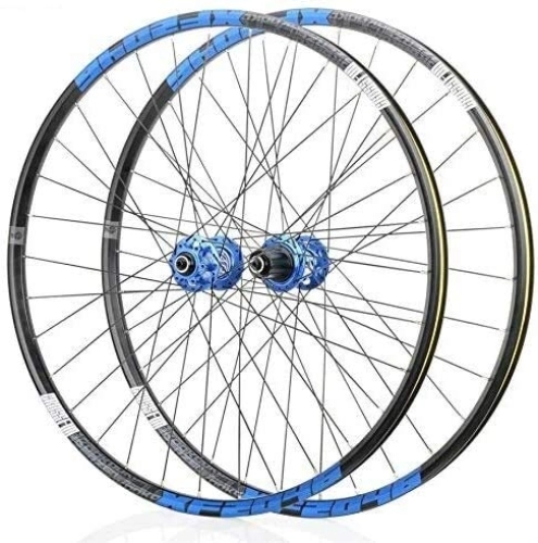 Mountain Bike Wheel : Wheel Mountain Bike Mountain bike wheels, bike wheelset 26 / 29 / 27.5 inches front rear wheelset double-walled rim quick release disc brake 32 holes 4 Palin 8-11 speed ( Color : Blue , Size : 27.5in )