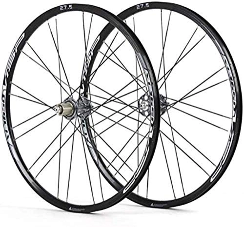 Mountain Bike Wheel : Wheels 27.5 inch bicycle wheelset, ultralight rim double-walled aluminum alloy cycling wheels disc brake Fast release mountain bike rims 8-11 speed (Color:Silver)