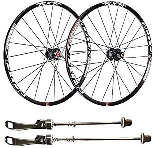 Mountain Bike Wheel : Wheels Mountain bike rims, 26 inch bicycle wheelset double-walled aluminum alloy bicycle wheels Quick release disc brake 24 holes 7 8 9 10 11 speed (Color:Black)