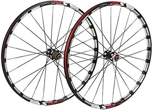 Mountain Bike Wheel : Wheels Mountain Bike Wheelset Bike Wheelset, 26 / 27.5 in Bicycle Orne Rear Wheel Aluminum Alloy Rim MTB Wheelset Double Walled Disc Brake Palin Camp 8 9 10 Speed 24 Holes ( Color : Red , Size : 26in )
