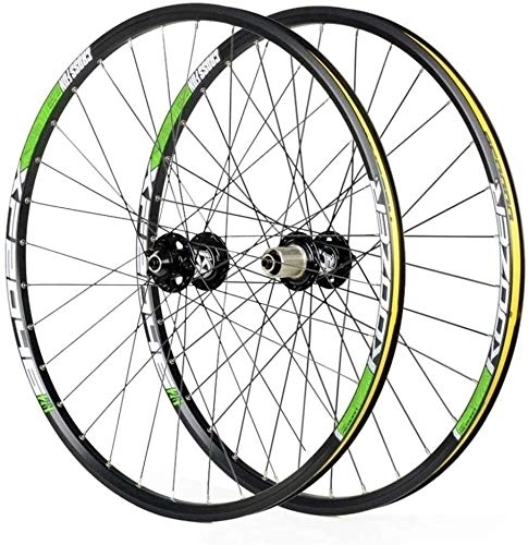 Mountain Bike Wheel : Wheels Mountain Bike Wheelset Double Wall Bike Wheelset For 26 27.5 29 Inch MTB Rim Disc Brake Quick Release Mountain Bike Wheels 24H 8 9 10 11 Speed (Color : Green, Size : 29inch)