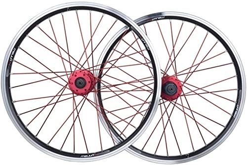 Mountain Bike Wheel : Wheelset 20 Inch Bike Wheelset, Double Wall Alloy Rim V / Disc Brake Quick Release Card Hub for Folding Mountain Bike 32H 7 / 8 / 9 / 10 Speed road Wheel (Color : Black, Size : 20inch)