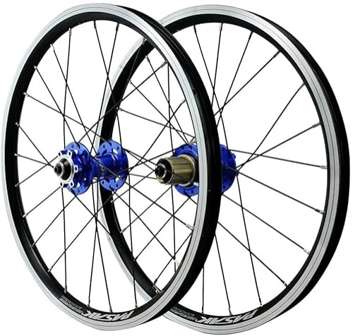 Mountain Bike Wheel : Wheelset 20 inch Double Walled Aluminum Alloy Wheels, Mountain Bike V / Disc Brake / Rim Brake 24 Holes Bicycle Wheelset 7 / 8 / 9 / 10 / 11 / 12 Speed road Wheel (Color : Blue, Size : 20")