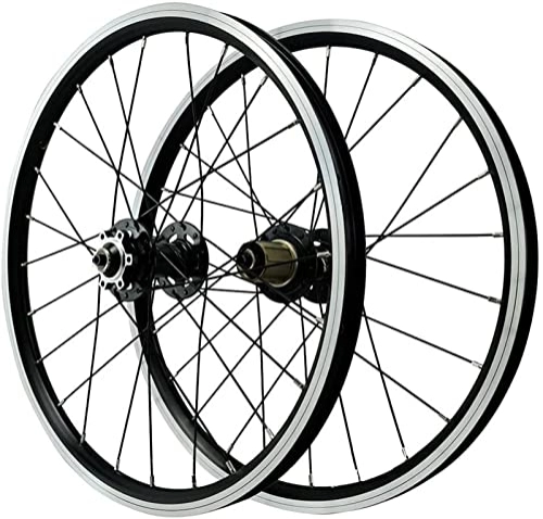 Mountain Bike Wheel : Wheelset 20 inch Mountain Bicycle Wheelset, 24 Holes V Brake / Disc Brake / Rim Brake Double Walled Aluminum Alloy MTB 7 / 8 / 9 / 10 / 11 / 12 Speed road Wheel (Color : Black, Size : 20")