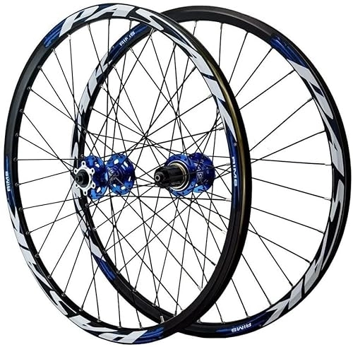 Mountain Bike Wheel : Wheelset 24" Mountain Bike Wheelset, Disc Brake Quick Release BMX MTB Rim Folding Bicycle Wheels 32H for 7 / 8 / 9 / 10 / 11 / 12 Speed Cassette road Wheel (Color : Blue, Size : 24'')