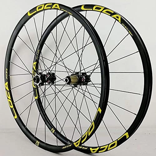 Mountain Bike Wheel : Wheelset 26 / 27.5 / 29" / 700C Bicycle Wheels, Thru Axle Disc Brake 24 Holes Sand Blasting Front Rear Rim 8-12 Speed for MTB Road Cycling road Wheel (Color : Gold, Size : 26Inch)