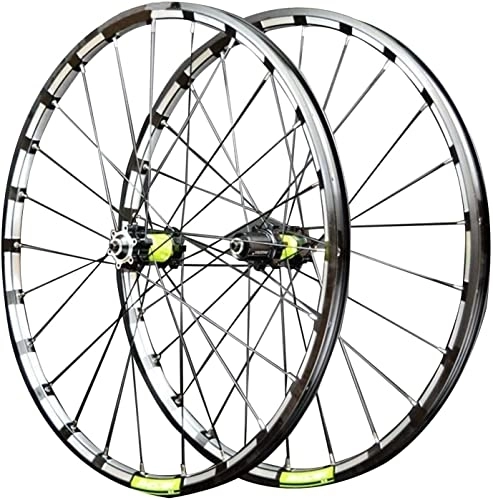 Mountain Bike Wheel : Wheelset 26" 27.5" 29" Bicycle Rim Disc Brake Wheels Quick Release 24 Holes Cassette Hub for 7 / 8 / 9 / 10 / 11 / 12 Speed Mountain Bike Wheelset road Wheel (Color : Green, Size : 29 inch)