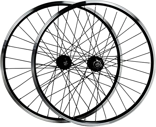 Mountain Bike Wheel : Wheelset 26 / 27.5 / 29'' Cycling Wheels, Double-Layer Aluminum Alloy Rim 7-11 Speed Card Flying Mountain Bike Disc Brake Hub V Brake Rim road Wheel (Color : Black, Size : 29inch)