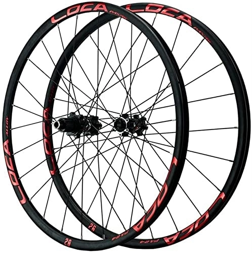 Mountain Bike Wheel : Wheelset 26 / 27.5 / 29"Disc Brake Mountain Bicycle Wheelset, MTB Bike Front and Rear Wheel Set Ultralight Alloy Rim Thru Axle 24 Holes 12 Speed road Wheel (Color : Red, Size : 27.5")