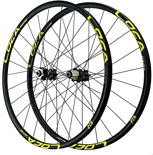 Mountain Bike Wheel : Wheelset 26 / 27.5 / 29 Inch Bike Wheelset, Quick Release Aluminum alloy Rim Wheels Mountain Bike Straight Pull 4 Bearing Disc Brake Wheel road Wheel (Color : Yellow, Size : 27.5inch)