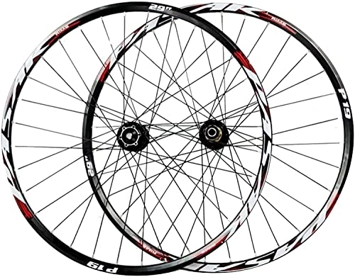 Mountain Bike Wheel : Wheelset 26 / 27.5 / 29 Inch Cycle Wheel, Double Wall MTB Rim Aluminum Alloy Disc Brakes 9mm Quick Release Mountain Bicycle Wheelset road Wheel (Color : Red, Size : 26inch)