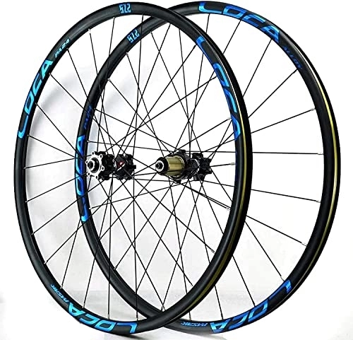 Mountain Bike Wheel : Wheelset 26 / 27.5 / 29 inch Double Wall Bike Wheelset, MTB Rim Disc Brake Quick Release Mountain Bike Wheels 24H 8-11 Speed road Wheel (Color : Blue, Size : 26inch)