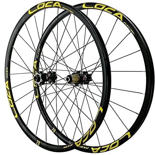 Mountain Bike Wheel : Wheelset 26 / 27.5 / 29 Inch Mountain Bike Wheelset, 24 Holes Six Nail Disc Brake Aluminum Alloy Ultralight Rim Six-claw Freewheel road Wheel (Color : Gold, Size : 27.5inch)