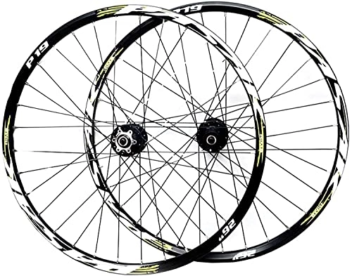 Mountain Bike Wheel : Wheelset 26 / 27.5 / 29 Inches Mountain Bike Wheelset, Disc Brake Bicycle Double Wall Alloy Rim MTB QR 32H Sealed Bearing 7 / 8 / 9 / 10 / 11Speed road Wheel (Color : E, Size : 27.5inch)