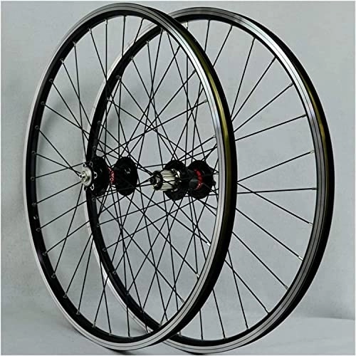 Mountain Bike Wheel : Wheelset 26 / 27.5 / 29" Mountain Bike Wheels, Double Wall Aluminum Alloy Disc / V-Brake QR Cycling Rim Front 2 Rear 4 Palin 7 8 9 10 11 Speed road Wheel (Color : Black, Size : 26inch)