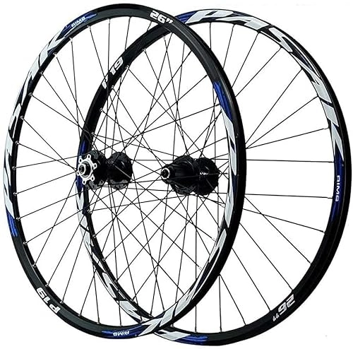 Mountain Bike Wheel : Wheelset 26 / 27.5 / 29" Mountain Bike Wheelset, Double Walled Aluminum Alloy Cycling Wheels 12 Speed 32H Quick Release 6 Nail Disc Brake Rim road Wheel (Color : Blue, Size : 29INCH)