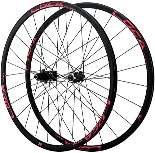 Mountain Bike Wheel : Wheelset 26" / 27.5" / 29" MTB Bike Front and Rear Wheelset, 24H Disc Brake Wheelset Quick Release Aluminum Rim 12-Speed Micro-Spline Flywheel road Wheel (Color : Red, Size : 26")