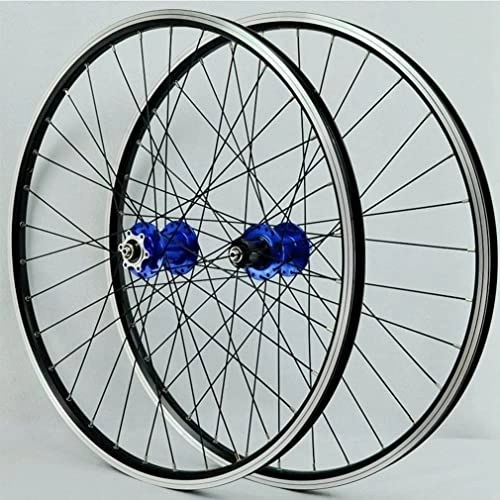 Mountain Bike Wheel : Wheelset 26 27.5 29in Mountain Bike Wheels, Bicycle Rim 32Holes Hub Disc Brake Cycling Wheel Quick Release for 7-12 Speed Cassette road Wheel (Color : Blue, Size : 27.5inch)