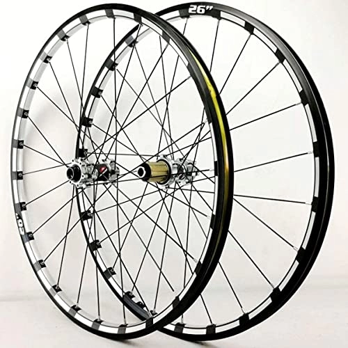 Mountain Bike Wheel : Wheelset 26 27.5 29In Mountain Bike Wheels, MTB Rim Disc Brake Q / R 7 8 9 10 11 12 Speed Cassette Flywheel 24H 1750g Bicycle Wheelset road Wheel (Color : Silver, Size : 26inch)