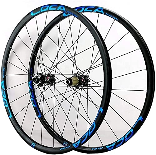 Mountain Bike Wheel : Wheelset 26 / 27.5 / 29in Thru axle Front and Rear Wheel, Aluminum Disc Brake 24H 8 / 9 / 10 / 11 / 12 Speed Flywheel MTB Bike Wheelset road Wheel (Color : Blue, Size : 27.5")