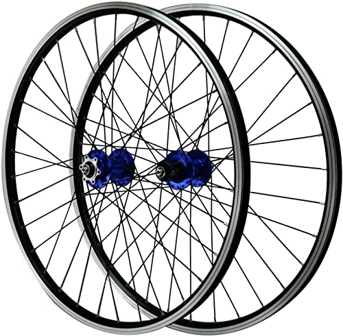 Mountain Bike Wheel : Wheelset 26 / 27.5 / 29Inch Bike Wheelset, Double Wall Rim Quick Release Disc Brake Mountain Bike V Brake Front 2 Rear 4 Bearings Cycling Wheels road Wheel (Color : Blue, Size : 27.5inch)