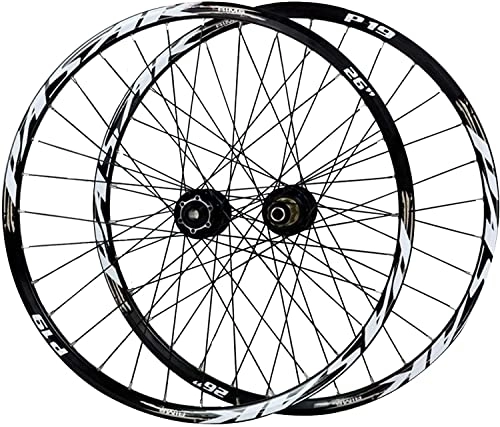 Mountain Bike Wheel : Wheelset 26 / 27.5 / 29Inch Front Wheel and Rear Wheel, Aluminum Alloy Double Wall Disc Brakes 12 / 15MM Barrel Shaft Mountain Bicycle Wheelset road Wheel (Color : Gold, Size : 27.5in / 15mmaxis)