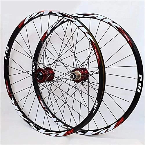 Mountain Bike Wheel : Wheelset 26 27.5 29Inch Mountain Bike Wheelset, 32H Thru Axle MTB Double Wall Alloy Rim Cassette Hub Sealed Bearing Disc Brake 7-11 Speed road Wheel (Color : A, Size : 27.5inch)