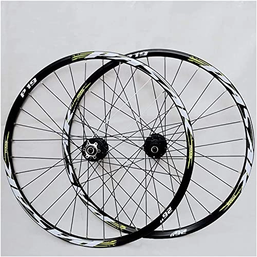 Mountain Bike Wheel : Wheelset 26 / 27.5 / 29inch MTB Front Rear Wheel Set, Quick Release 32H Double Wall Wheel Disc Brake 7 / 8 / 9 / 10 / 11 Speed Hollow Hub road Wheel (Color : D, Size : 26inch)