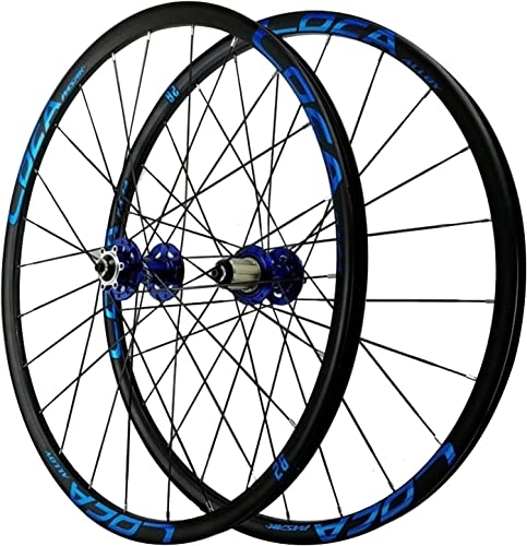 Mountain Bike Wheel : Wheelset 26 / 27.5'' Bike Wheels, Mountain Bike Quick Release Wheel Set 24 Holes Aluminum Alloy Disc Brake Wheel 11 / 12 Speed road Wheel (Color : Blue, Size : 26inch)