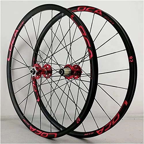 Mountain Bike Wheel : Wheelset 26" / 27.5 Inch Mountain Bike Wheelset, Ultra-Light Aluminum Alloy Double Wall Rim Disc Brake for 7 / 8 / 9 / 10 / 11 / 12 Speed Freewheel road Wheel (Color : Red, Size : 27.5inch)