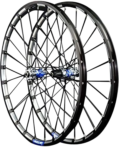 Mountain Bike Wheel : Wheelset 26 / 27.5in Mountain Bike Wheelset, Double Wall 24 Holes Quick Release MTB Bike Rim Disc Brake Front and Rear Wheel Bicycle road Wheel (Color : Blue, Size : 27.5inch)