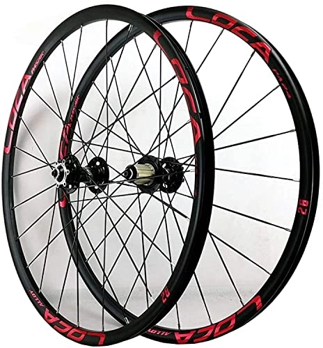 Mountain Bike Wheel : Wheelset 26 / 27.5in MTB Wheelset, QR Bicycle Front and Rear Wheel 24hole Alloy Rim Sealed Bearing 11 / 12 Speed Cassette Hub Disc Brake road Wheel (Color : Red, Size : 27.5")