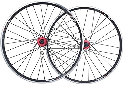 Mountain Bike Wheel : Wheelset 26" Bicycle Front Rear Wheel, MTB Cycling Rims Quick Release V / Disc Brake Sealed Bearing Hub 32 Hole 7-10 Speed Cassette road Wheel (Color : Black, Size : 26inch)