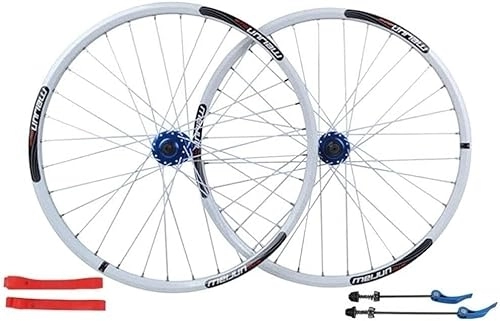 Mountain Bike Wheel : Wheelset 26 Inch Cycling Wheels, Mountain Bike Disc Brake Wheel Set Quick Release Palin Bearing 7 / 8 / 9 / 10 Speed Aluminum Alloy Wheels road Wheel (Color : White, Size : 26 Inch)