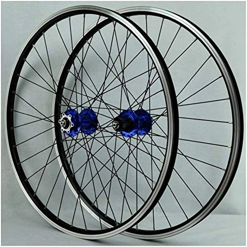 Mountain Bike Wheel : Wheelset 26 Inch, Double Wall Aluminum Alloy V Brake / disc Brake Bicycle Wheel Rim Hybrid / Mountain for 7 / 8 / 9 / 10 / 11 Speed Rim (Blue 26 inch)