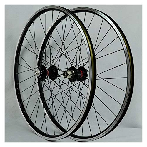 Mountain Bike Wheel : Wheelset 26 Inch Mountain Bike Double Wall Alloy Rim Disc / V-Brake Front 2 Rear 4 Palin Quick Release For 7 / 8 / 9 / 10 / 11 Speed Freewheel Set (Color : B)