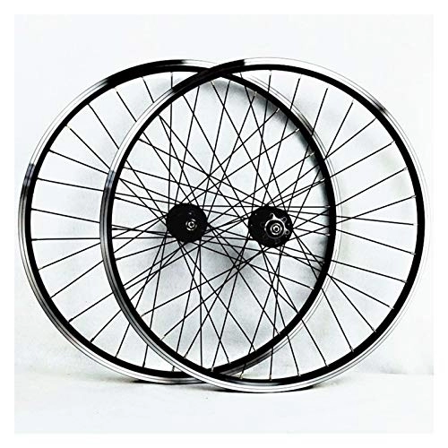 Mountain Bike Wheel : Wheelset 26 Inch Mountain Bike Double Wall Aluminum Alloy Disc / V-Brake Cycling Bicycle Wheels Front 2 Rear 4 Palin 32 Hole 7-11 Speed Freewheel (Color : B)
