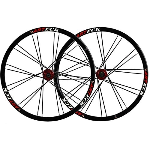 Mountain Bike Wheel : Wheelset 26 Inch Mountain Bike Front Rear Wheel MTB Double Wall Alloy Rim Quick Release Disc Brake 7 8 9 10 Speed 24H (Color : E)