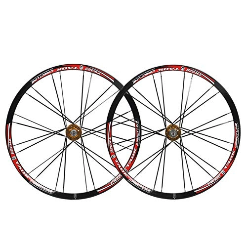 Mountain Bike Wheel : Wheelset 26 Inch Mountain Bike MTB Wheels Double Wall Alloy Rim Palin Bearing Disc Brake QR 8 9 10 Speed 24 Holes (Color : B)