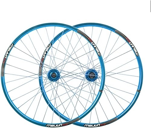 Mountain Bike Wheel : Wheelset 26 Inch Mountain Bike Wheels, Double Wall Aluminum Alloy Disc Brake Cycling 32 Hole Quick Release Rim 7 / 8 / 9 / 10 Cassette road Wheel (Color : Blue, Size : 26inch)