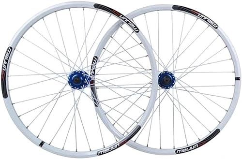 Mountain Bike Wheel : Wheelset 26 Inch Mountain Bike Wheels, Double Wall Aluminum Alloy Disc Brake Cycling 32 Hole Quick Release Rim 7 / 8 / 9 / 10 Cassette road Wheel (Color : White, Size : 26inch)