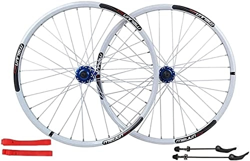 Mountain Bike Wheel : Wheelset 26 Inch Mountain Bike Wheelsets, 32 Hole Quick Release Disc Brake Wheel WheelSet Hub Front 100mm Rear 135mm road Wheel (Color : White, Size : 26inch)