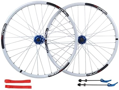 Mountain Bike Wheel : Wheelset 26 Inch MTB Bicycle Wheelset, Double Wall Alloy Rim Disc Brake Quick Release Bike Wheel 7 / 8 / 9 / 10 Speed Cassette road Wheel (Color : White, Size : 26inch)