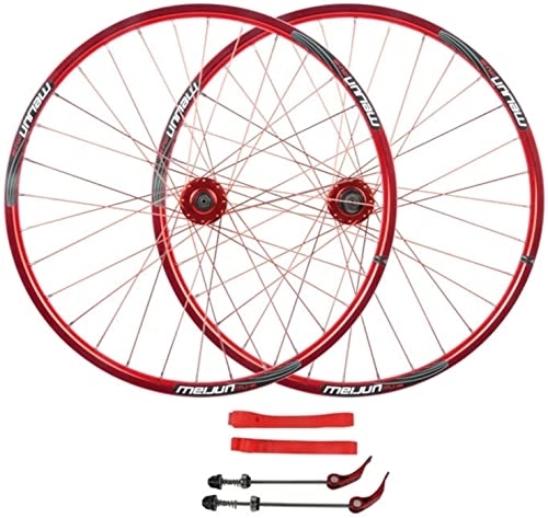 Mountain Bike Wheel : Wheelset 26in Cycling Wheels, Double Wall Rim Disc Brake Aluminum Alloy Mountain Bike Wheels Support 261.35-2.35 Tires 7 / 8 / 9 / 10 Speed road Wheel (Color : Red, Size : 26inch)