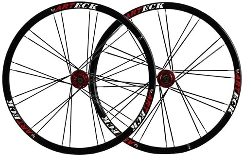 Mountain Bike Wheel : Wheelset 26in Double Layer Alloy Rim, Mountain Bike Wheelset Sealed Bearing 7 8 9 10 Speed Disc Brake QR Front 20H Rear 24H Wheels road Wheel (Color : Red, Size : 26inch)