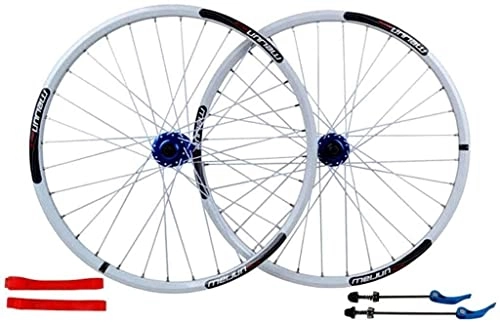 Mountain Bike Wheel : Wheelset 26In Mountain Bike Wheelset, 32H Cycling Wheels Alloy Double Wall Rim Disc Brake Quick Release Sealed Bearings 7 8 9 10 Speed road Wheel (Color : White, Size : 26inch)