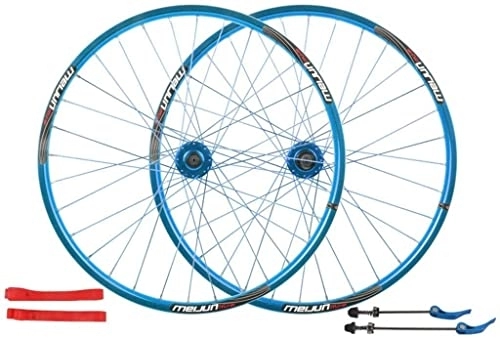 Mountain Bike Wheel : Wheelset 26Inch Bicycle Wheel, 32 Hole Double Wall Alloy Rim MTB Mountain Bike Wheel Set Quick Release Disc Brake 7 8 9 10 Speed road Wheel (Color : Blue, Size : 26inch)
