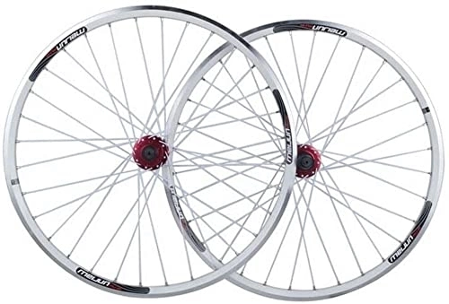 Mountain Bike Wheel : Wheelset 26inch Bicycle Wheel Set, Double Walled Alloy Rim V / Disc Brake 32H QR 7-10 Speed Ball Bearing Cassette Hubs MTB Bike Wheels road Wheel